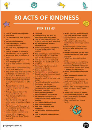 freebie- 80 acts of kindness for teens - Daretodreamshop