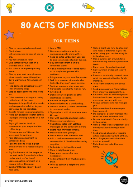 freebie- 80 acts of kindness for teens - Daretodreamshop