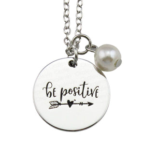 Be positive silver Necklace, Jewellery-[ Projectgenz][Daretodreamshop]