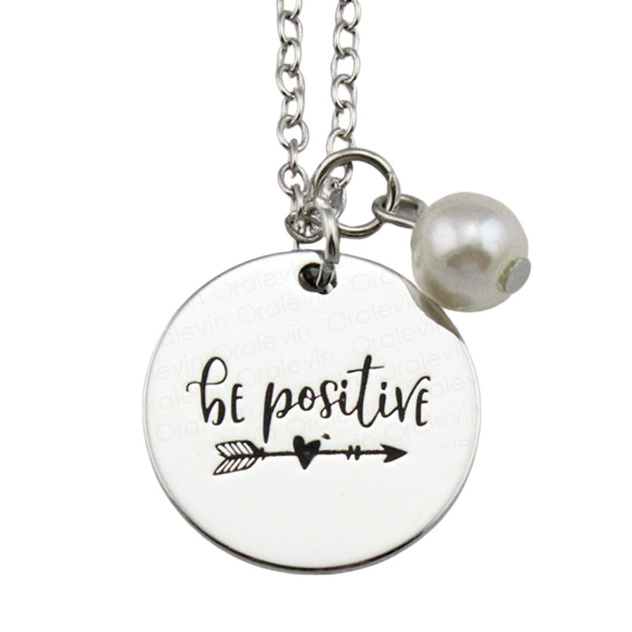 Be positive silver Necklace, Jewellery-[ Projectgenz][Daretodreamshop]